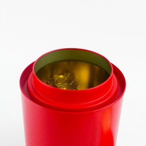 Boîte de conserve de thé ronde rouge pour le stockage des aliments TTC-001