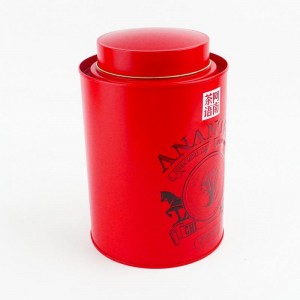 Yuvarlak Kırmızı Gıda Saklama Çay Teneke Kutu TTC-001