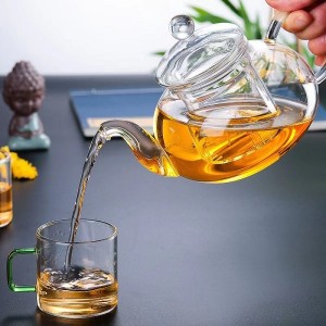 300ml glass tea pot na may infuser stovetop na ligtas