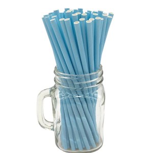 Low Quantity Blue color Disposable Biodegradable paper straws paper drinking straw