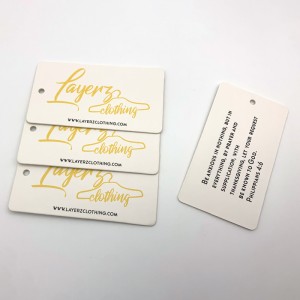China Pabrik Rega New Design Custom Logo Print Paper Hang Tag Labels lumahing laminasi