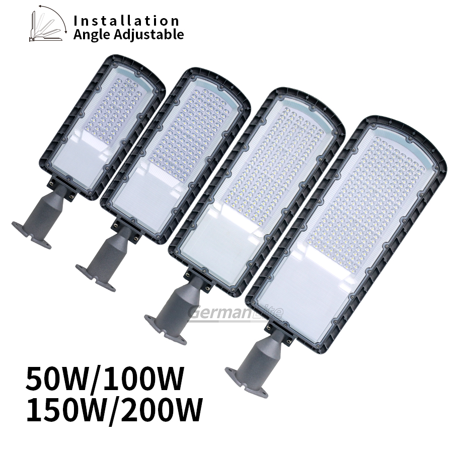 LED pouličné osvetlenie hliníkové odlievané pod tlakom 50 W 100 W 150 W 200 W pre vonkajšie osvetlenie IP65 Vodotesné s nastaviteľným držiakom ramena ST-LH-LS1