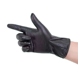 Одноразові нестерильні нітрилові рукавички з діамантовим чорним візерунком без пудри