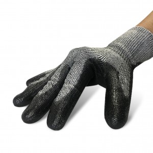 Вруће продаје 13Г Хппе + стаклена влакна + челична шкољка нитрил пешчано обложене рукавице