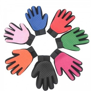 Pet Gantoj Banaj Masaĝaj Gantoj Iloj Pet Brush Pet Combing Gloves