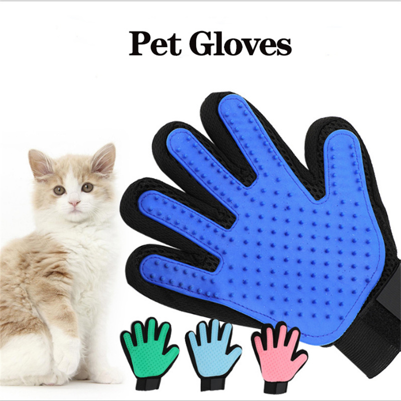 Guants per a mascotes de venda directa de fàbrica Raspall de cinc dits de goma de color sòlid Guants de neteja per a gossos d'artefacte per a gat Imatge destacada