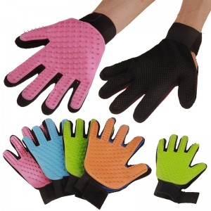 Factory Direct Selling Pet Gloves Solid Color Flexilis Five-Finger Brush Cat Artifact Dog Cleaning Gloves