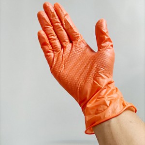ダイヤモンドオレンジアドバンスパウダーフリーの使い捨てニトリル手袋、6ミル、ヘビーデューティー