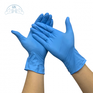 ブルーパウダーフリーニトリル手袋使い捨ての純粋なニトリル手袋
