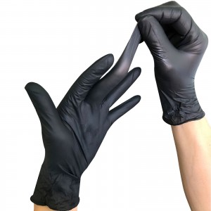 Disposable Nitrile Blended Gloves Powder Free Black Color Stock on Sale
