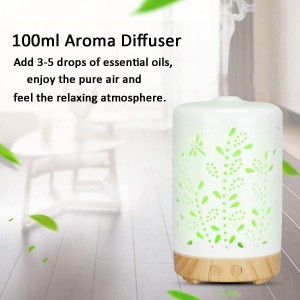 Penyebar Aromaterapi Seramik Getter 100ml Penyebar Aroma Ultrasonik Kabus Sejuk untuk Minyak Pati 7 Warna Tanpa Air Auto-Mati untuk Rumah