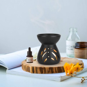 Getter Essential Oil Burners Ceramic Black Scented Wax Melt Warmer with Tealight Candle Holder