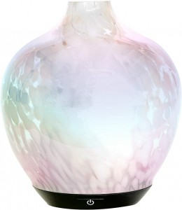 Arvesia Ultrasonic Aromatherapy Essential Oil Diffuser White Pearlized Glass Cover,
