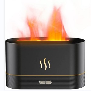 Novo design do difusor de aroma com chama, luz quente, tanque de água de 180 ml