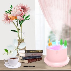 Humidifier for Bedroom,  20db Baby Humidifier Mini Humidifier Cute Humidifier Desk Humidifier Office with Colorful LED Lights Portable- Cake Shape