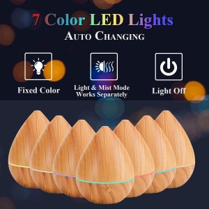 150ML Aroma Du Monde Essential Oil Diffuser, 7 Changing Colors Ultrasonic Aroma Humidifier, 150ml Cool Mist Aromatherapy Humidifier for Home & Office with Waterless/Overheat Auto Shut-Off, Wood Grain DC-8539(5V)