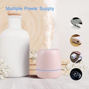 Essential Oil Diffuser USB Atomizer - Aromatherapy Diffuser with Waterless Auto Shut-Off Humidifier, Travel 100ml, 7 Colors Changeed LED Light for Home Office Kid's Bedroom (ពណ៌ផ្កាឈូក)