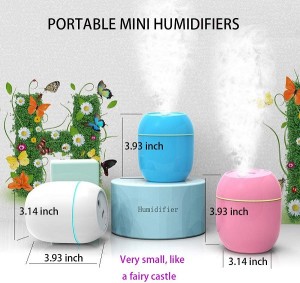 Mini humidifiers na USB don Bedroom Baby Home Car tare da LED, iska mai humidifier don moisturizer na fuska 250ml