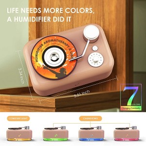 Essential Oil Diffuser, 300ml Mini Cool Mist Aromatherapy Humidifier Colorful Record Style Player For Home