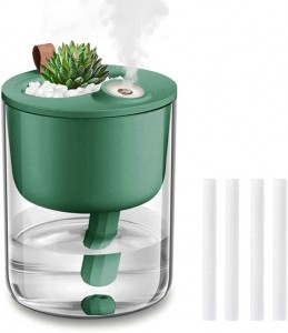340ml Humidifiers, Mini Small Humidifier for Bedroom, USB Cool Mist Humidifier for Plants, Personal Portable Humidifier with Night Light ya mwana, ofesi, Whisper Quiet, 4H Timed Auto-off(Green)