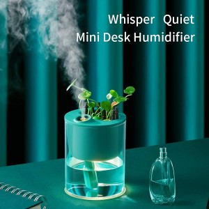 340ml Humidifiers, Mini Small Humidifier for Bedroom, USB Cool Mist Humidifier for Plants, Personal Portable Humidifier with Night Light ya mwana, ofesi, Whisper Quiet, 4H Timed Auto-off(Green)