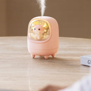 350ml Cute Space Mini Humidifier for Office, Personal Humidifiers for Small Room, with Night Light, 2 Mist Modes, Whisper-Quiet, for BedroomOffice Car, Women Baby Kids -Pink，green，white