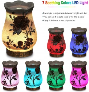 Getter Quiet Essential Oil Diffuser, 200ml Vintage Vase Aromatherapy Diffuser with waterless Auto Shut-Function & 7-LED LED Changing Light Diffuser for Essential Oil, Home, Office, Yoga