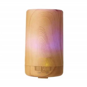 100 ml USB mini essential oil aroma diffuser, automatic off safety switch – 7 color LED lights and 4 timer settings suitable for home office car travel aroma diffuser (Wood grain)