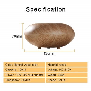 150ml Essential Oil Diffuser, Wood Grain Aromatherapy Diffuser Night Light Ultrasonic Aroma Humidifier