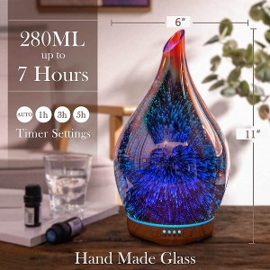 280ml Muhimu Mafuta Diffuser, 3D Glass Aromatherapy Ultrasonic Cool Mist Humidifier