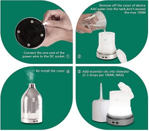 Essential Oil Diffuser Aromatherapy Humidifier Karamin Gilashin 3D 100ml