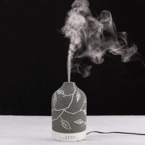 Getter Anyar Kedatangan Keramik Aroma Diffuser Omah Dekoratif Ultrasonik Humidifier Kanthi 7 Lampu Malam LED
