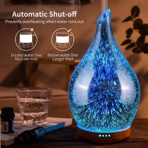 280ml Essential Oil Diffuser, 3D Glass Aromatherapy Ultrasonic Cool Mist Humidifier