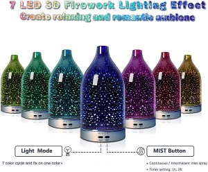 Essential Oil Diffuser Aromatherapy Humidifier Small 3D Glass 100ml