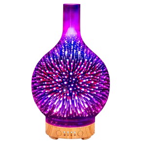 3D Vuurwerk Glas Aromaterapie Diffuser Ultrasoniese Cool Mist Aroma Lugbevochtiger 120ml
