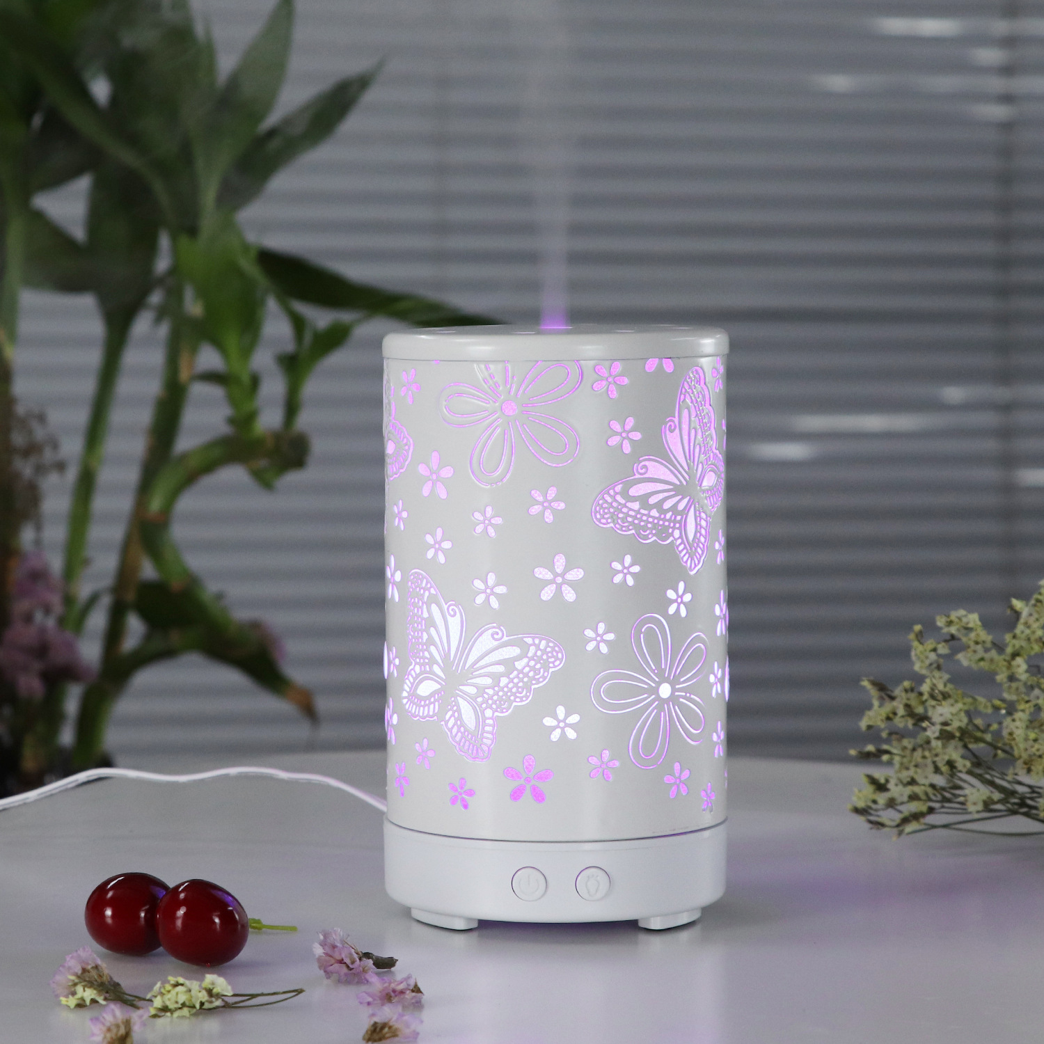 100ml Iron Shell Butterfly Timeing LED Ultrasonic Aroma Diffuser Humidifier