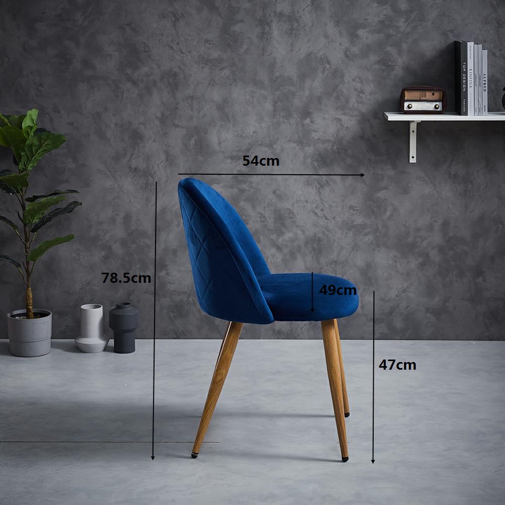 Luxury Modern Hotel Dining Chairs European Style Blue Velvet Dining Chairs With Heat Transfer Legs