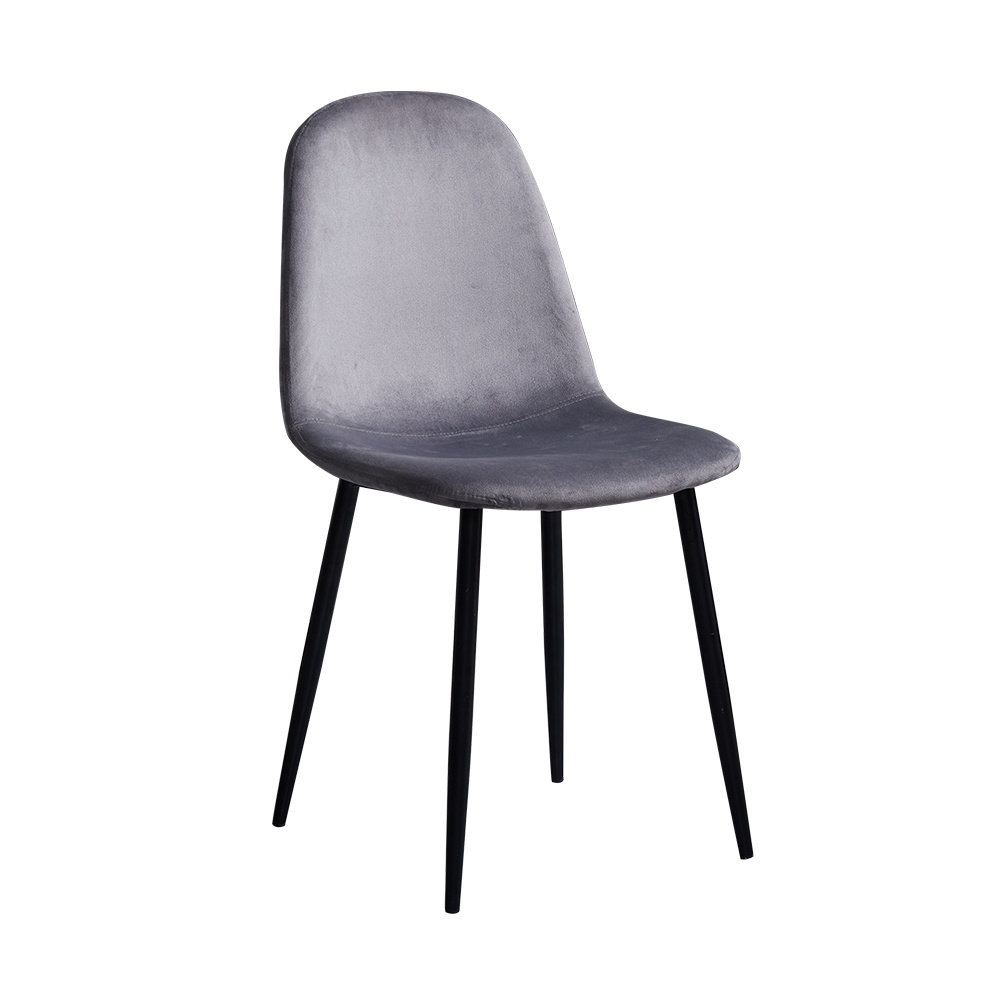 Hot Sale Fashion Simple Metal Legs Grey Velvet Dining Chair For Coffer Living Room