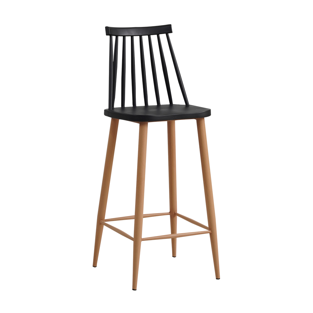 Hot selling bar restaurant wooden legs dining stool backrest breathable black plastic dining chair