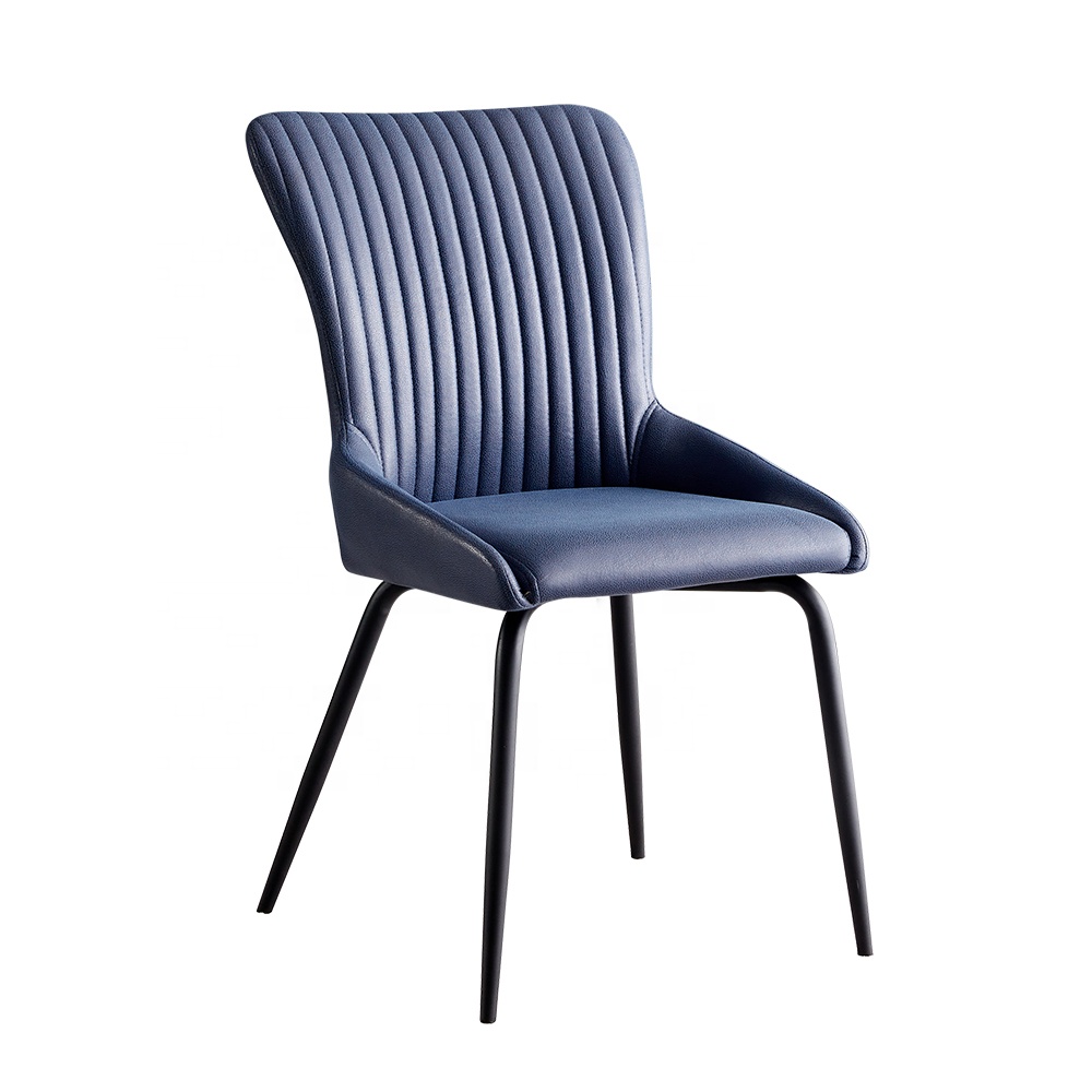 Dining Chair New Design Blue Pu Leather Metal Legs Coating For Dining Room Living Room Chairs