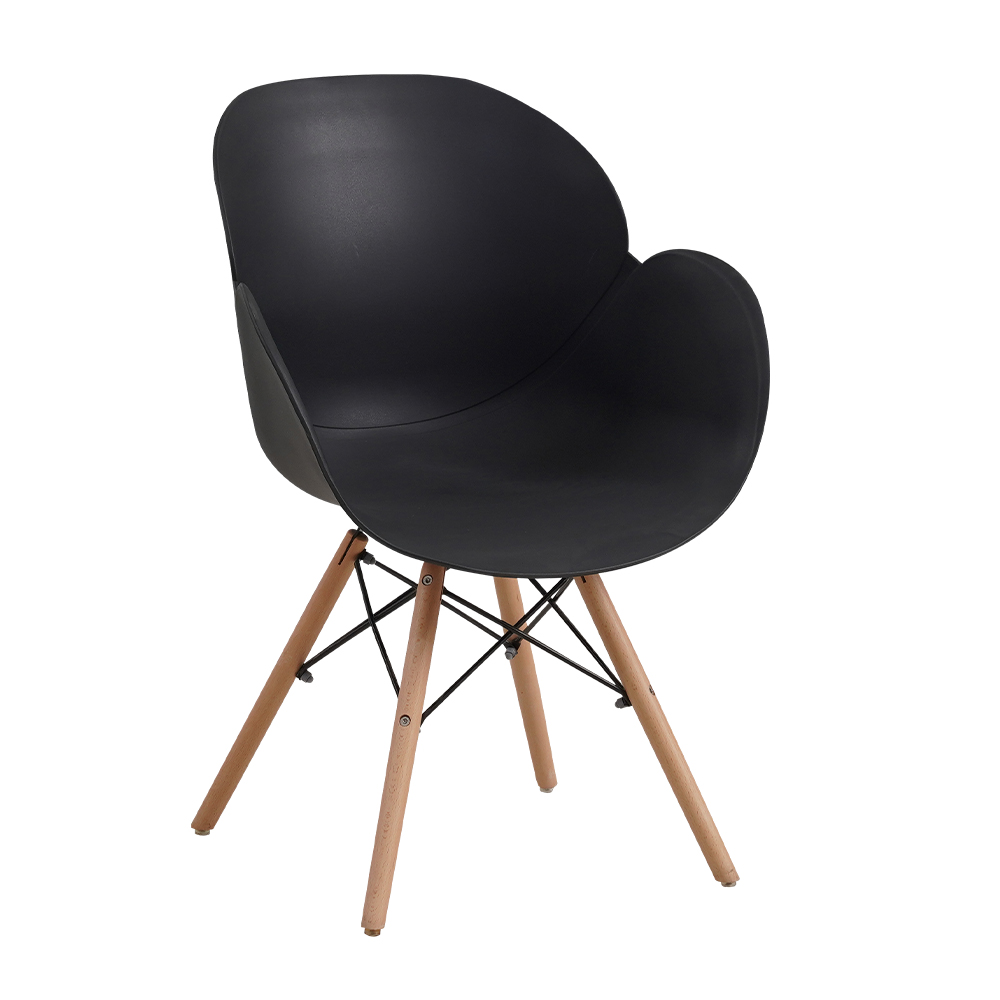 Classic Design Tianjin Wooden Leg Leisure  Leisure Chair PP Plastic Cafe Dining Chairs For Sale