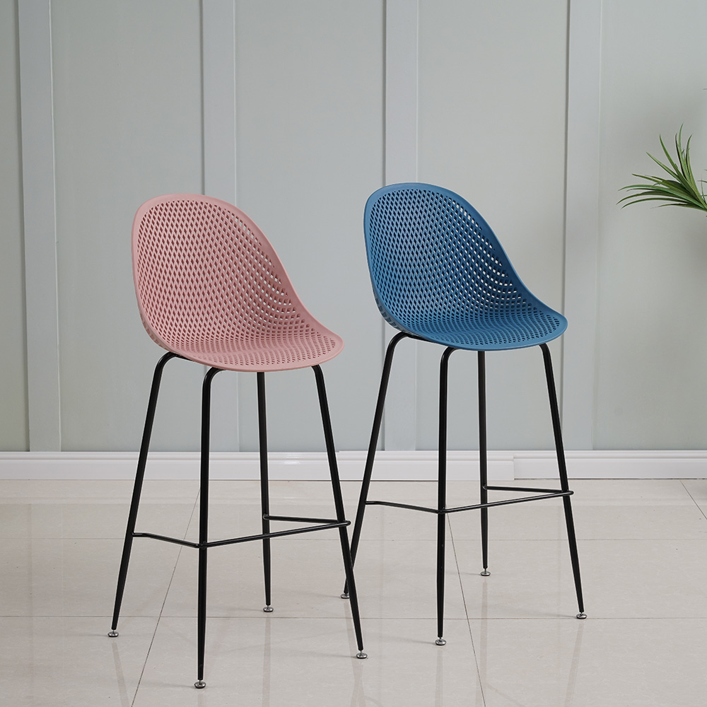 Hot selling factory supply comfortable durable mesh dining bar plastic chair backrest high stool plastic chair