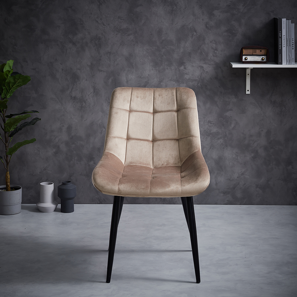 Best price European design black powder coating leg velvet fabric casual dining chair