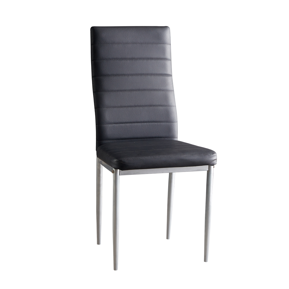 Competitive Price Cheap Chair Pvc Leather Black Coating Leg Furniture Upholstered Leather Dining Chair Vintage