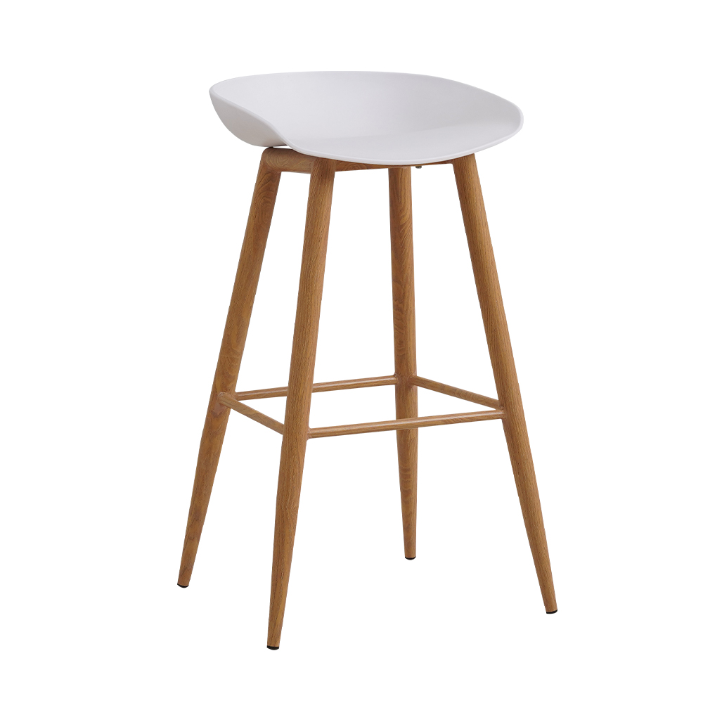 Luxury Tall White Nordic Kitchen Modern Cheap Kitchen Counter Height Pp Plastic Chair With Wooden Legs