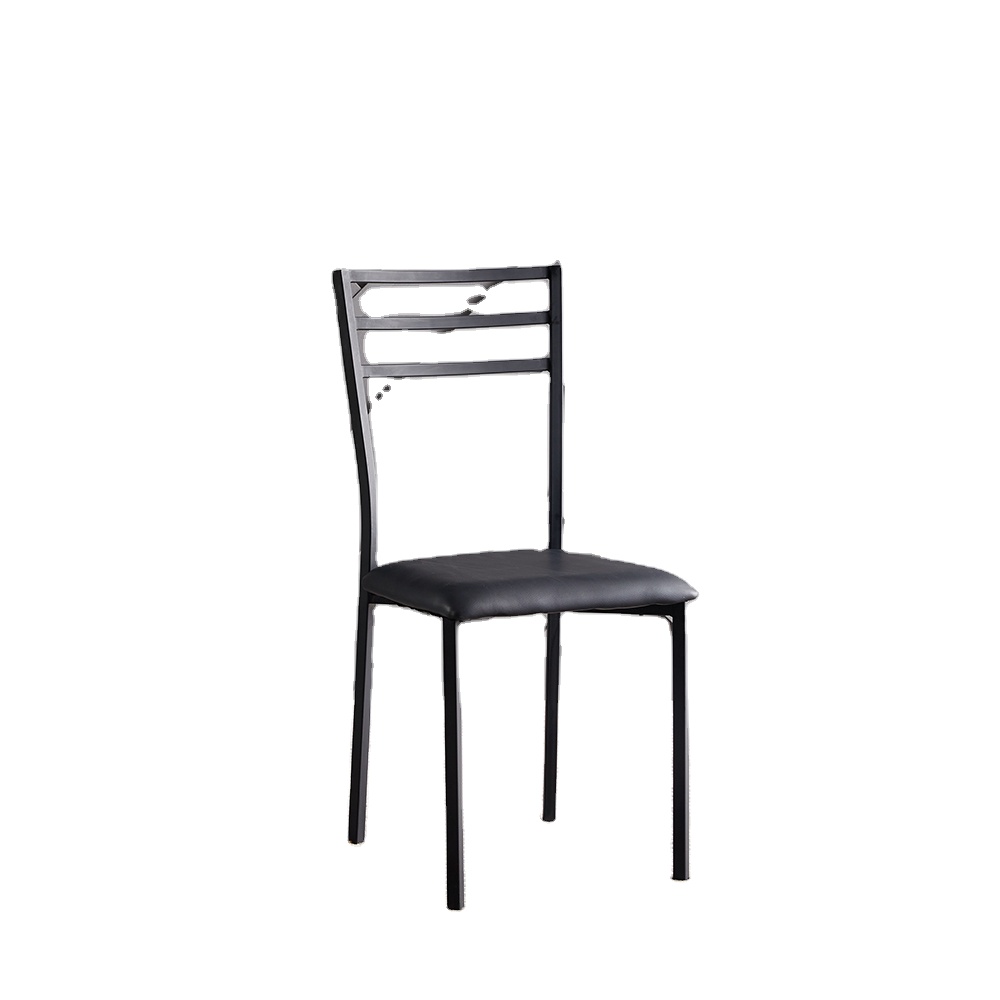 Cheap Price Black Powder Coating Home Office Restaurant Dining Chairs With Black PU Leather Cushion