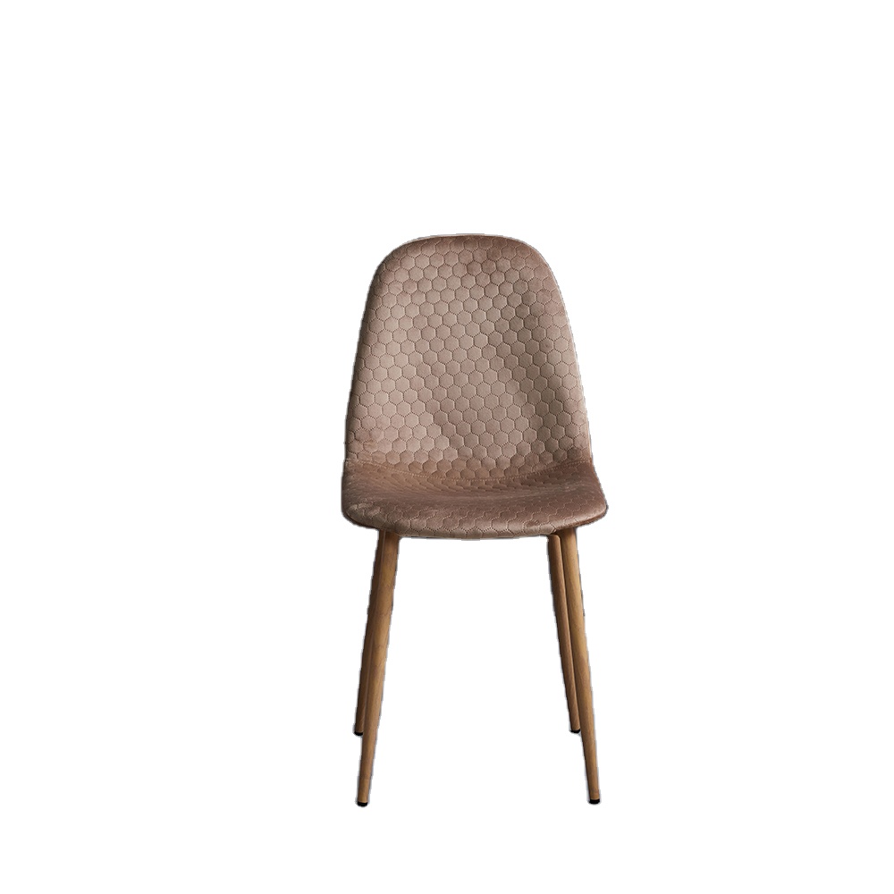 Wholesale Cheap Price Nordic Brown Luxury Velvet Dining Chair With Fabric Wooden Legs