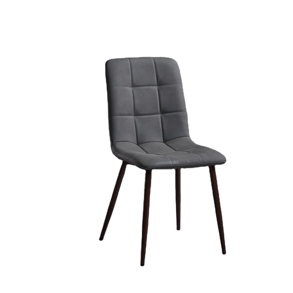 Chinese Wholesale Cheap Price Nordic Grey Leather Fabric Metal Heat Transfer Legs Dining Chairs