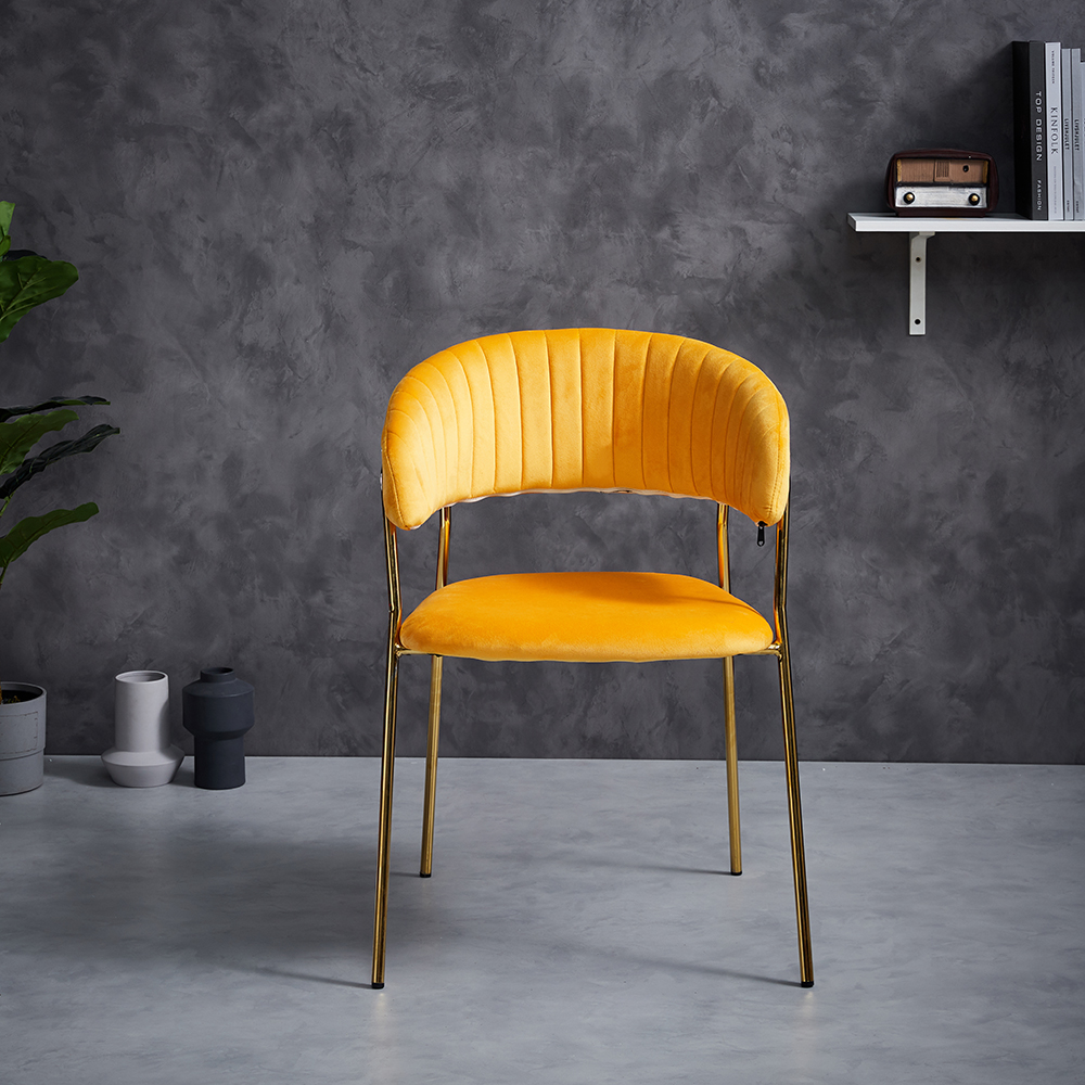 High Quality Luxury Modern Gold Legs Velvet Fabric Dining Chairs   Velvet Metal Legs Dining Chairs
