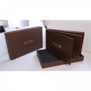 High End Pabeier Karton Luxus Kaddosboxen mat PU Lieder Buch fir Gold oder Bijouen Sammlung